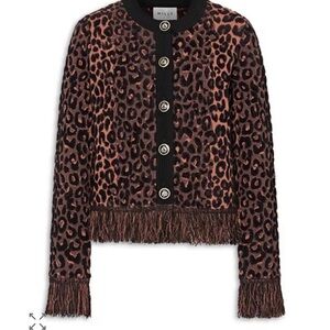 MILLY Leopard Print Fringe Cardigan - SM - New With Tags